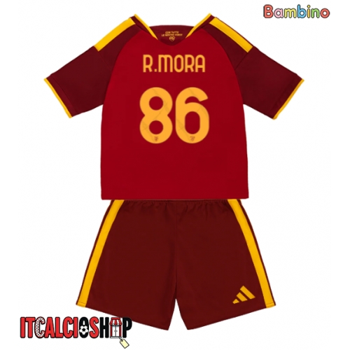 AS Roma Rodrigo Mora #86 Prima Maglia Bambino 2026-27 Manica Corta (+ Pantaloni corti)